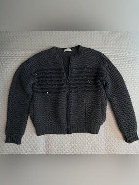 Brunello Cucinelli Kids Sequin Knit Zip Cardigan